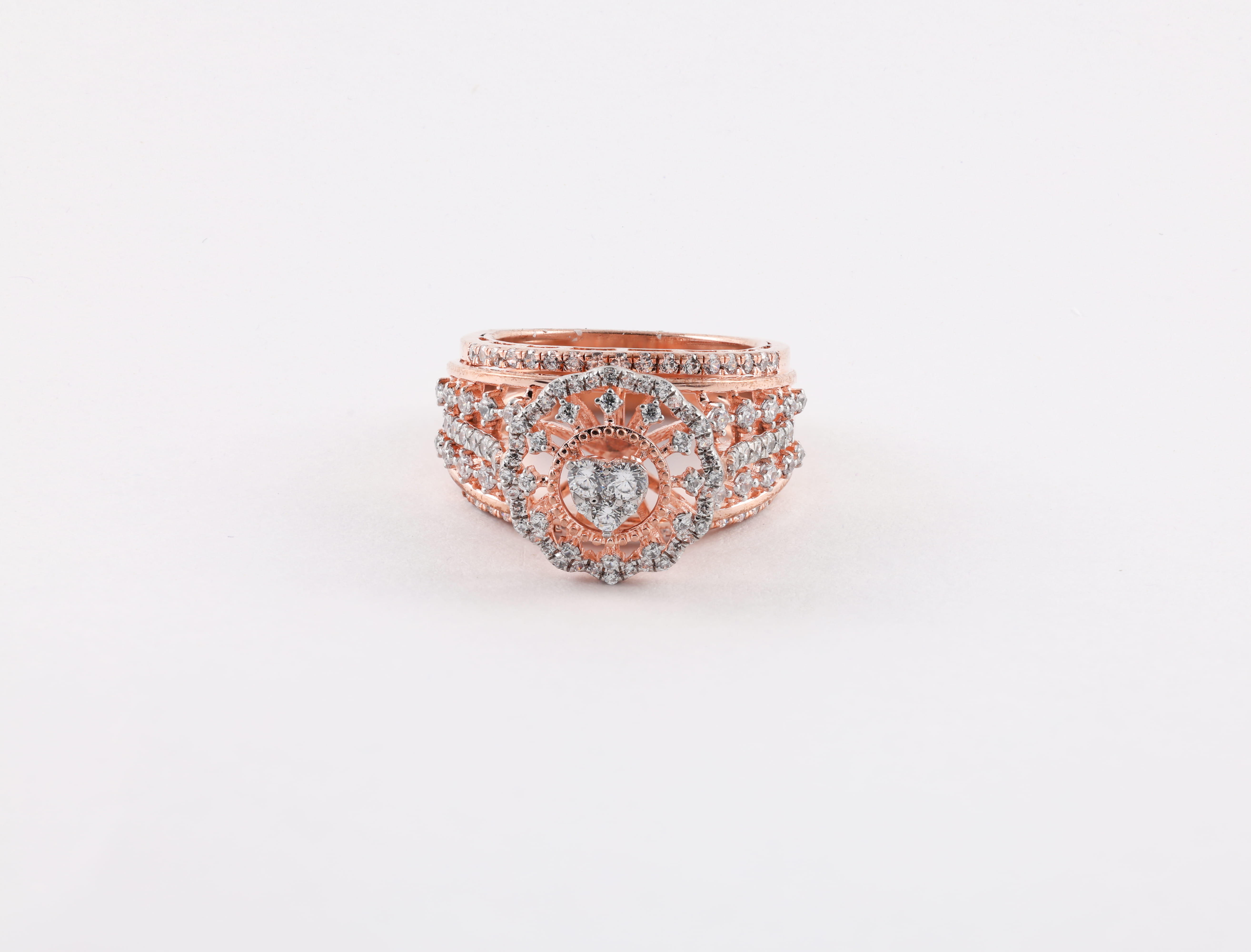 Rosette Heart Diamond Ring