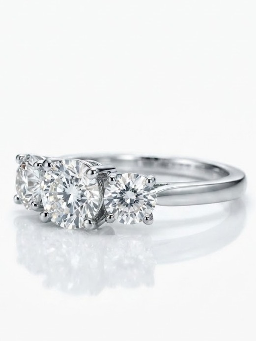 Classic Three-Stone Round Cut Diamond Engagement Ring