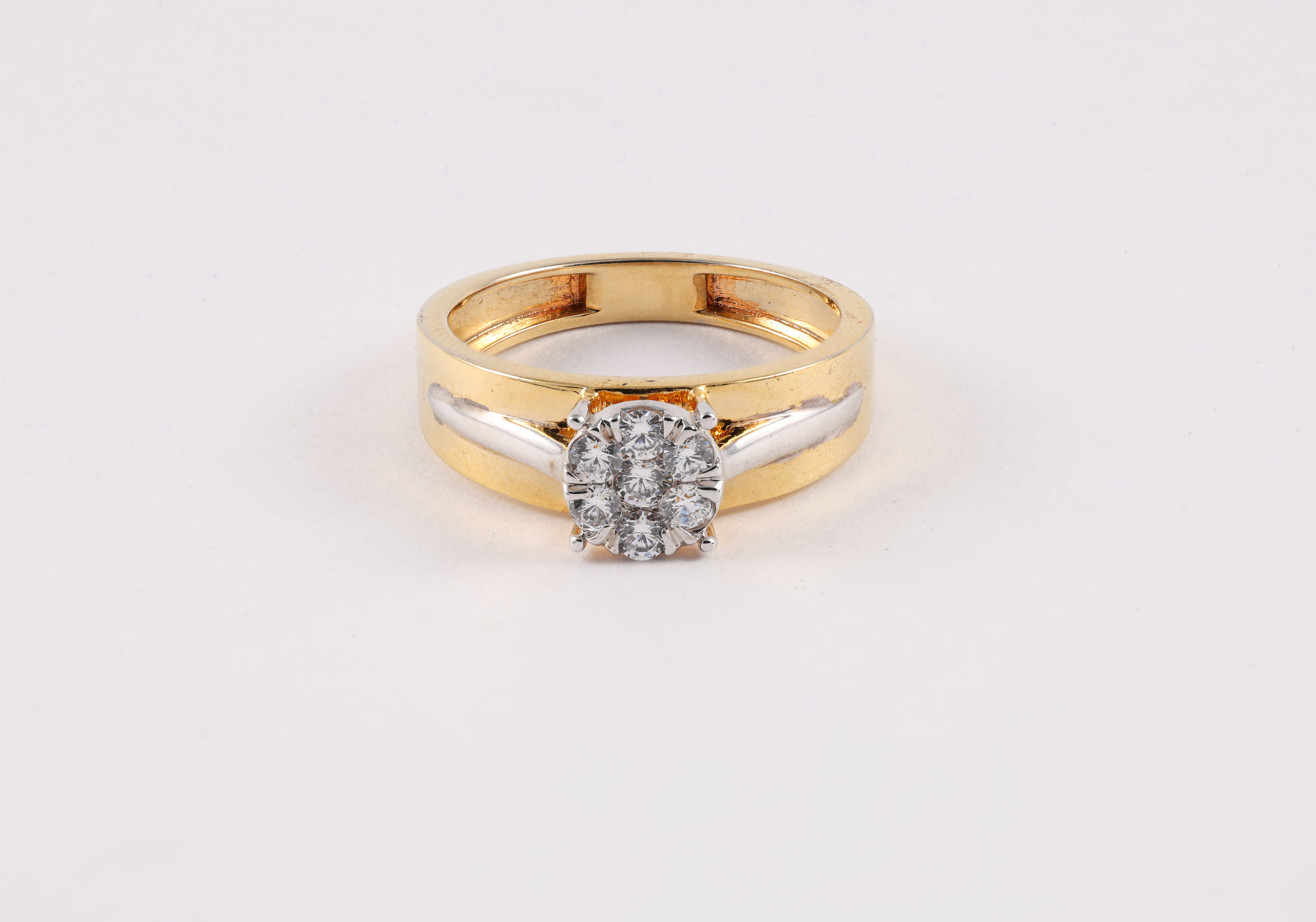 wo-Tone Diamond Cluster Ring with Sleek Wide Band