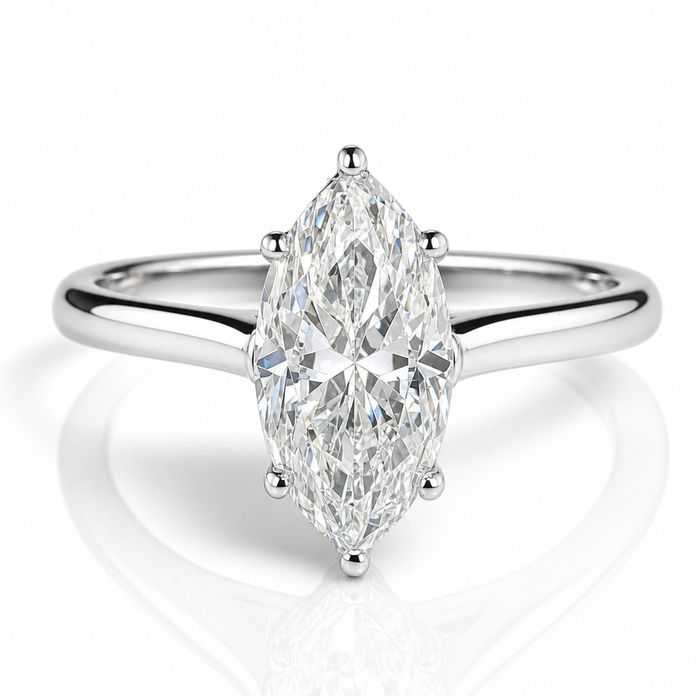 Marquise-Cut Diamond Solitaire Engagement Ring in Platinum
