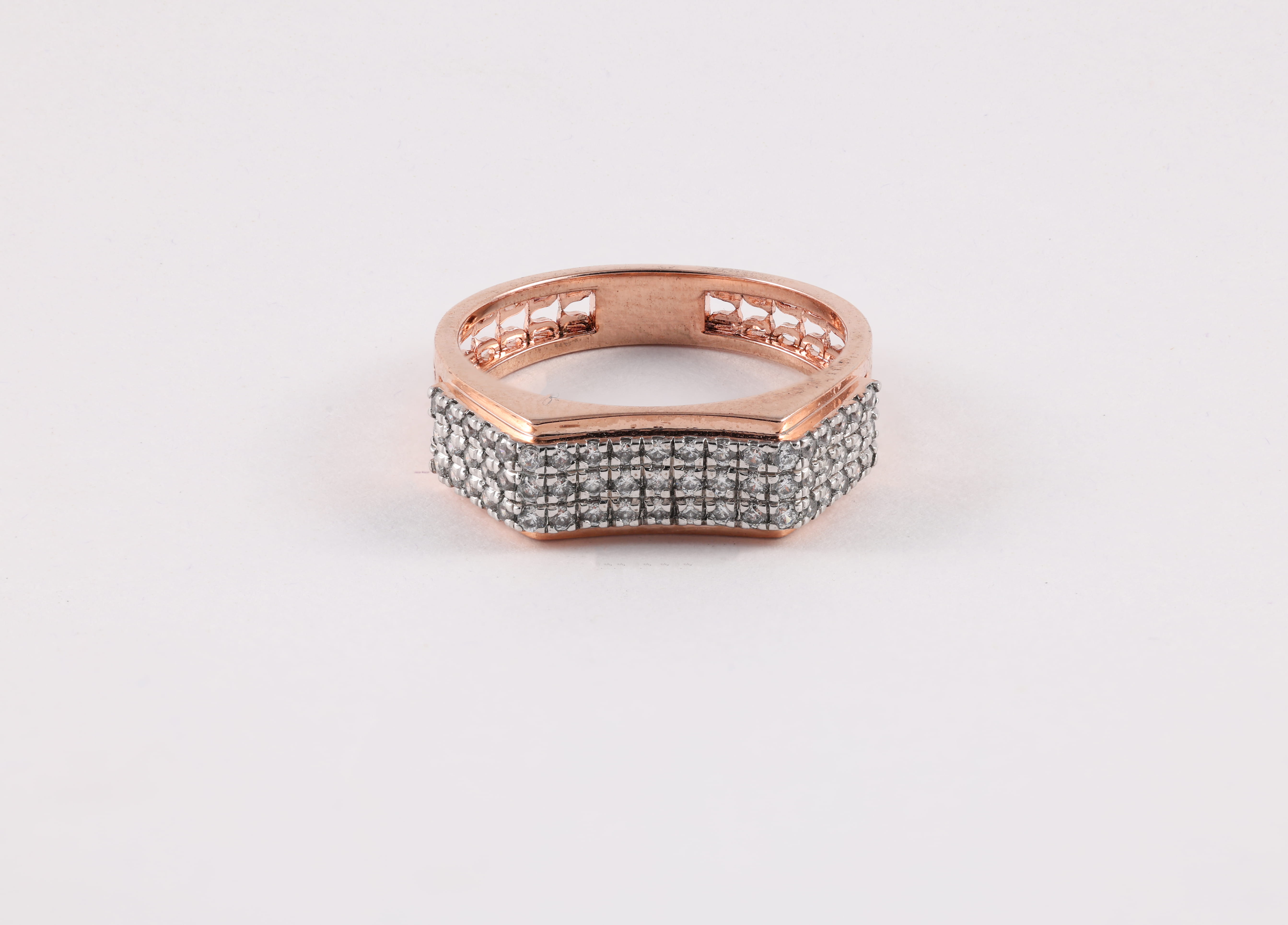 Rose Gold Diamond Curved Bar Ring