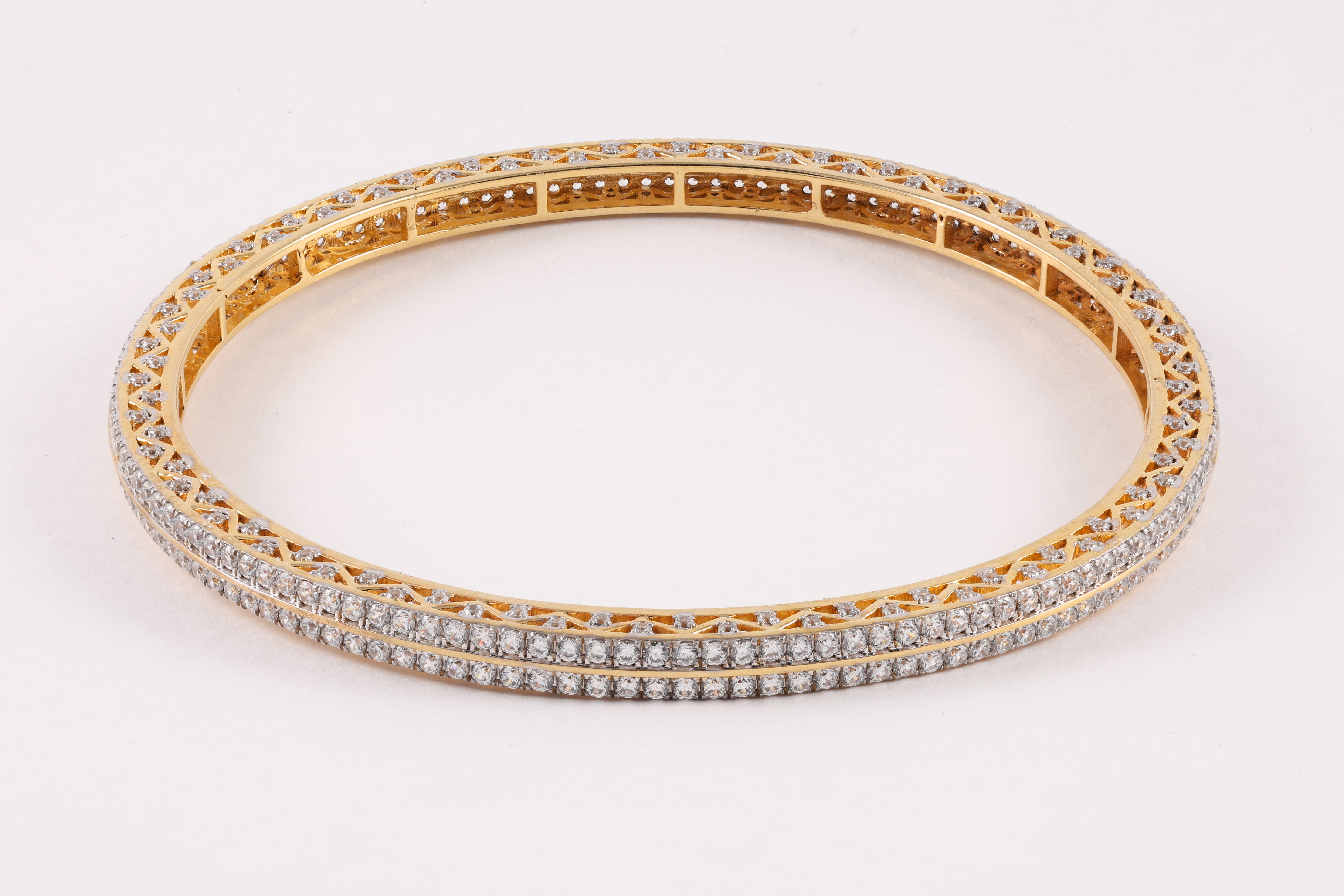 Yellow Gold Diamond-Encrusted Wide Bangle