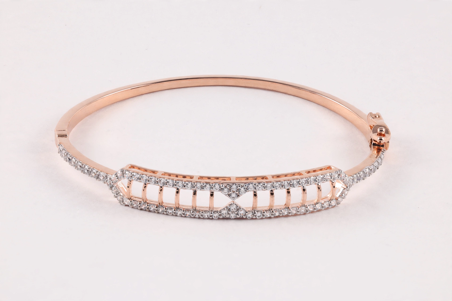 Rose Gold Diamond Ladder Cuff Bangle