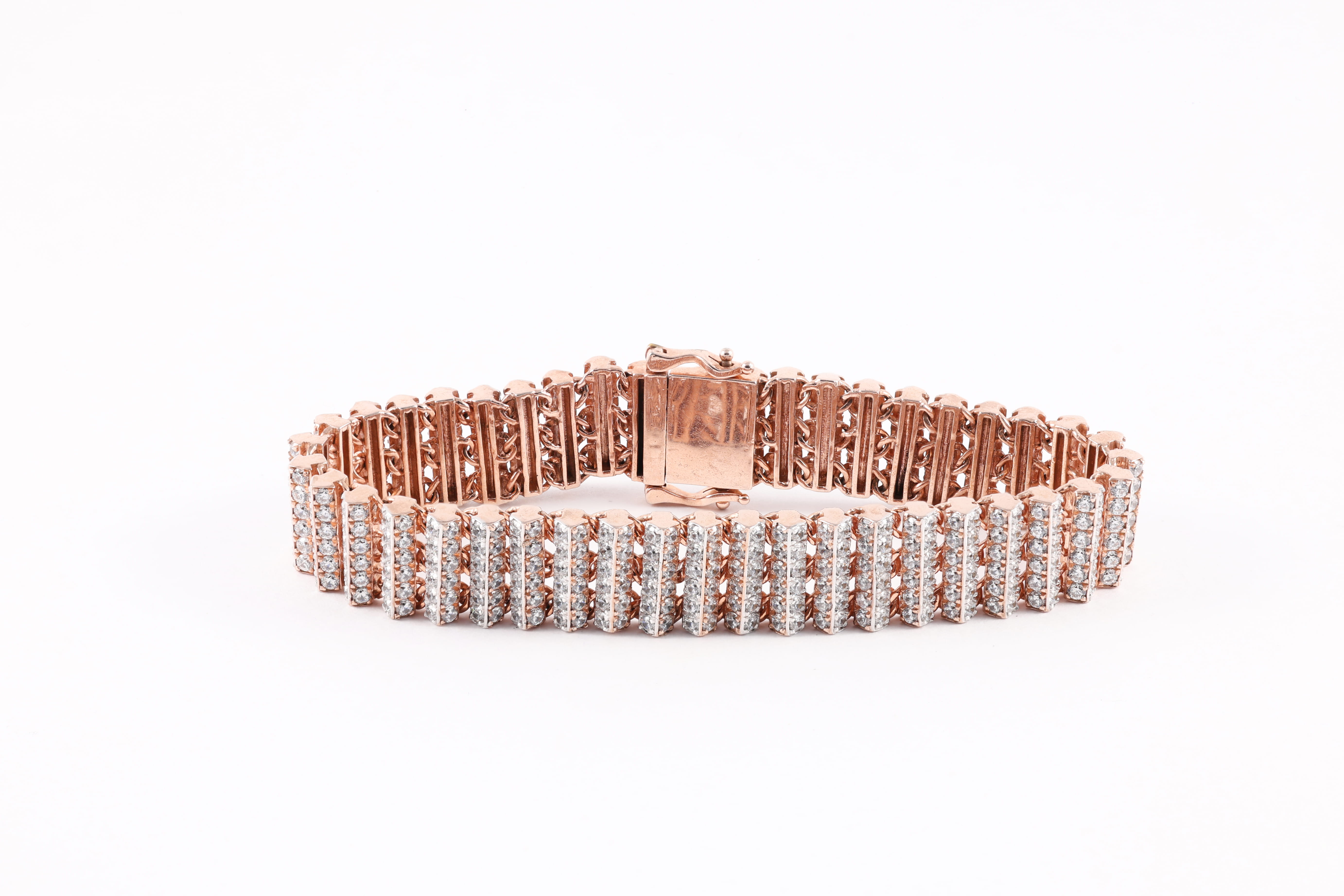 Rose Gold Diamond Vertical Bar Link Bracelet