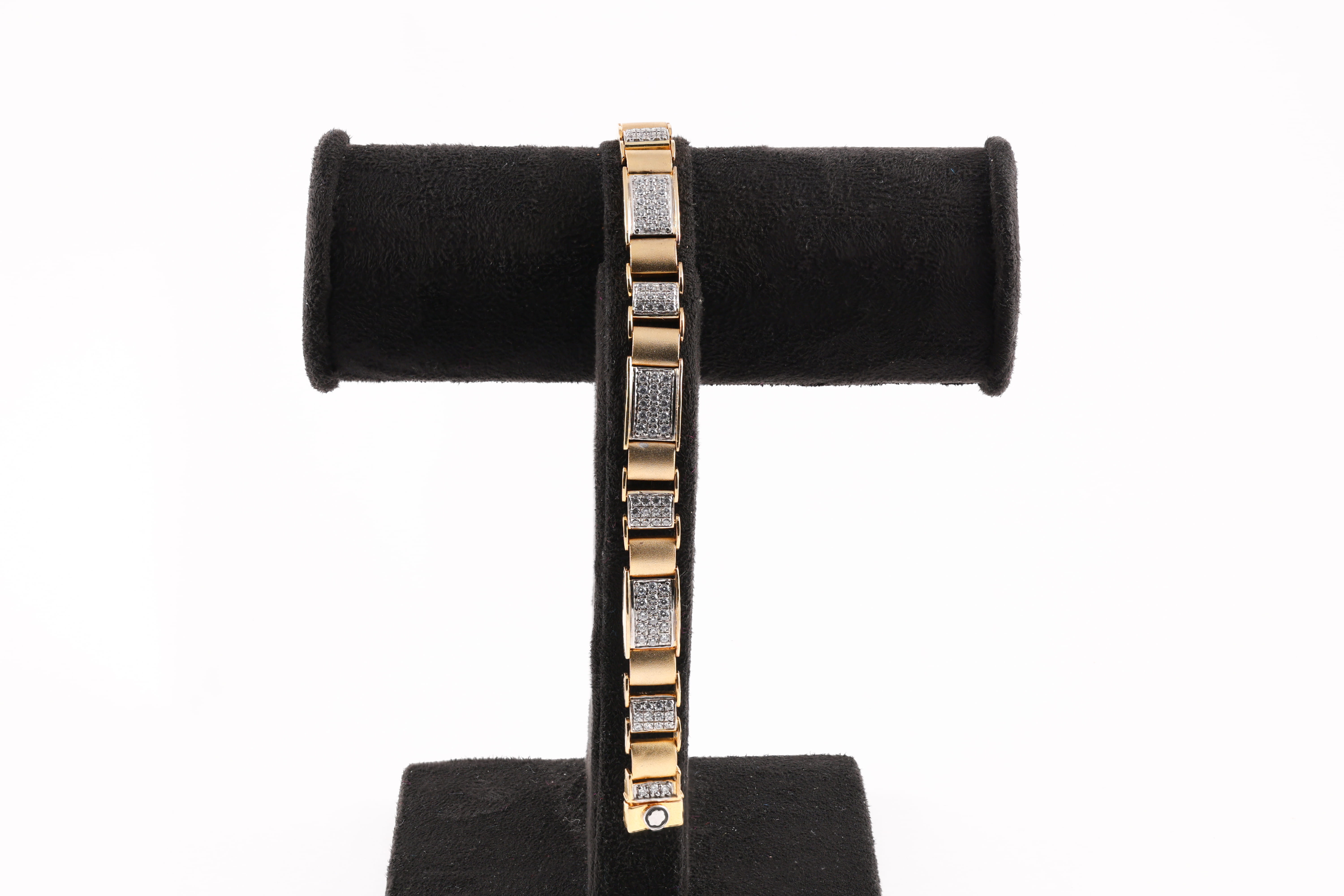 Yellow Gold Diamond Alternating Link Bracelet