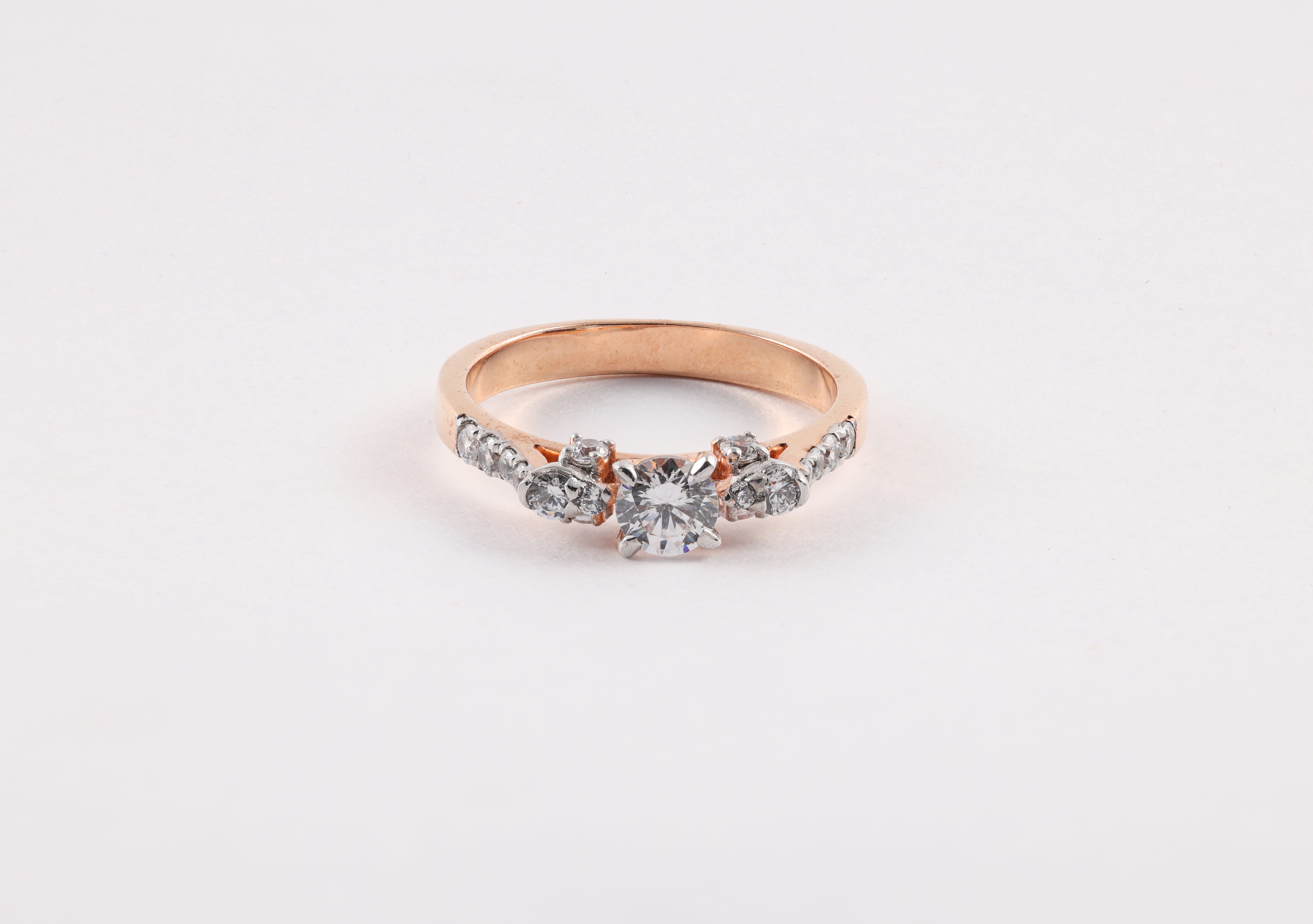 Rose Gold Diamond Cascade Engagement Ring