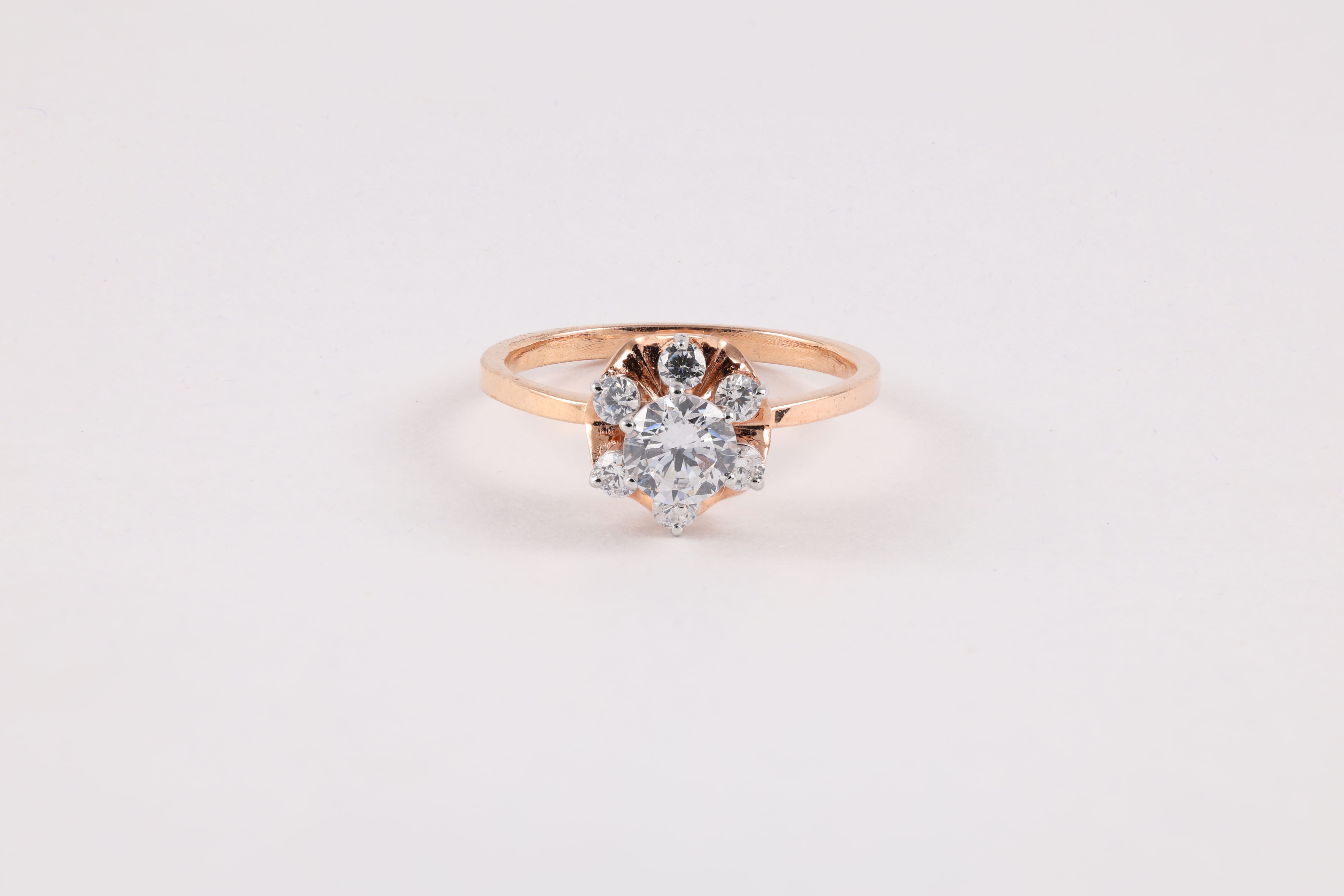 Rose Gold Diamond Cluster Flower Ring