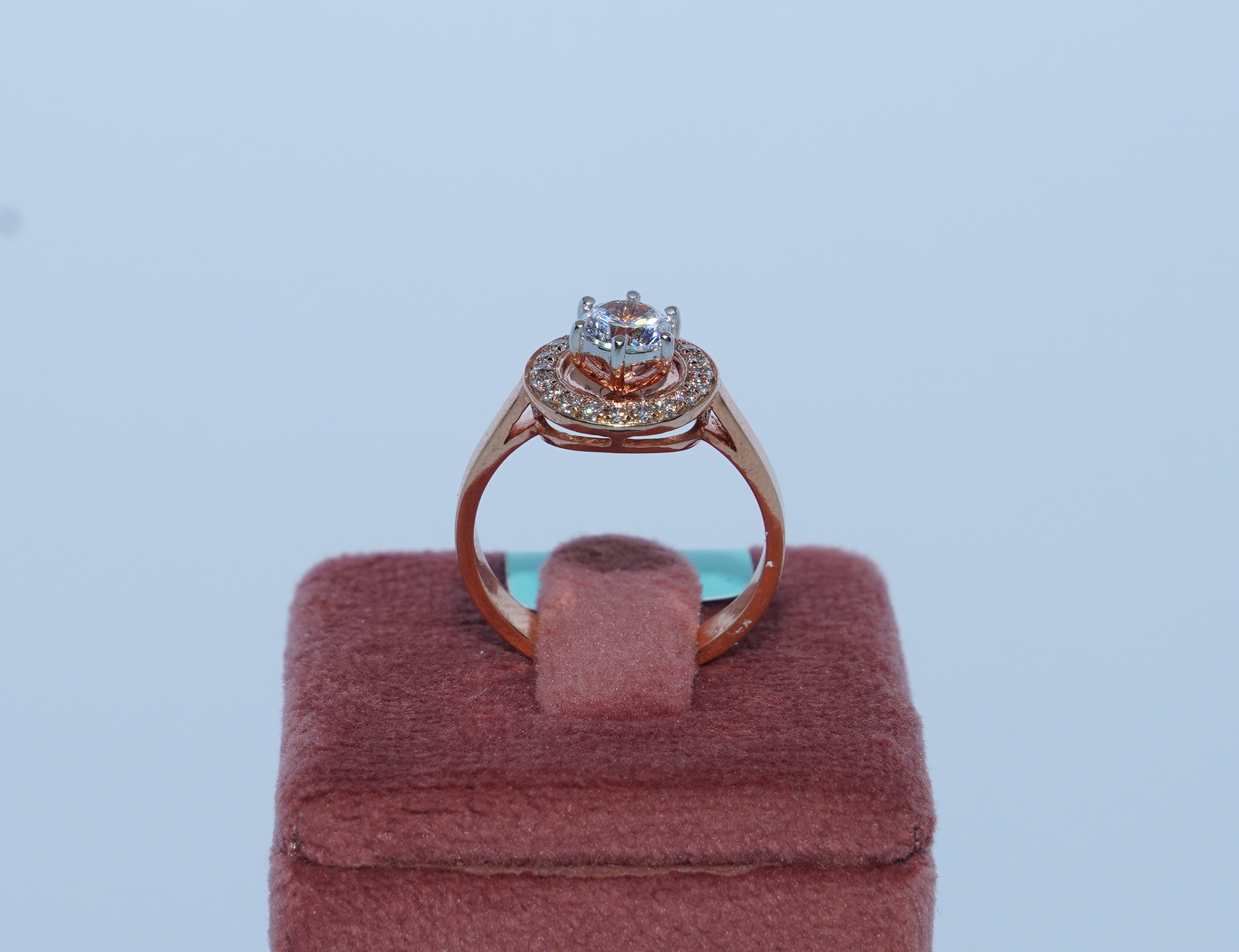 Rose Halo Solitaire Ring