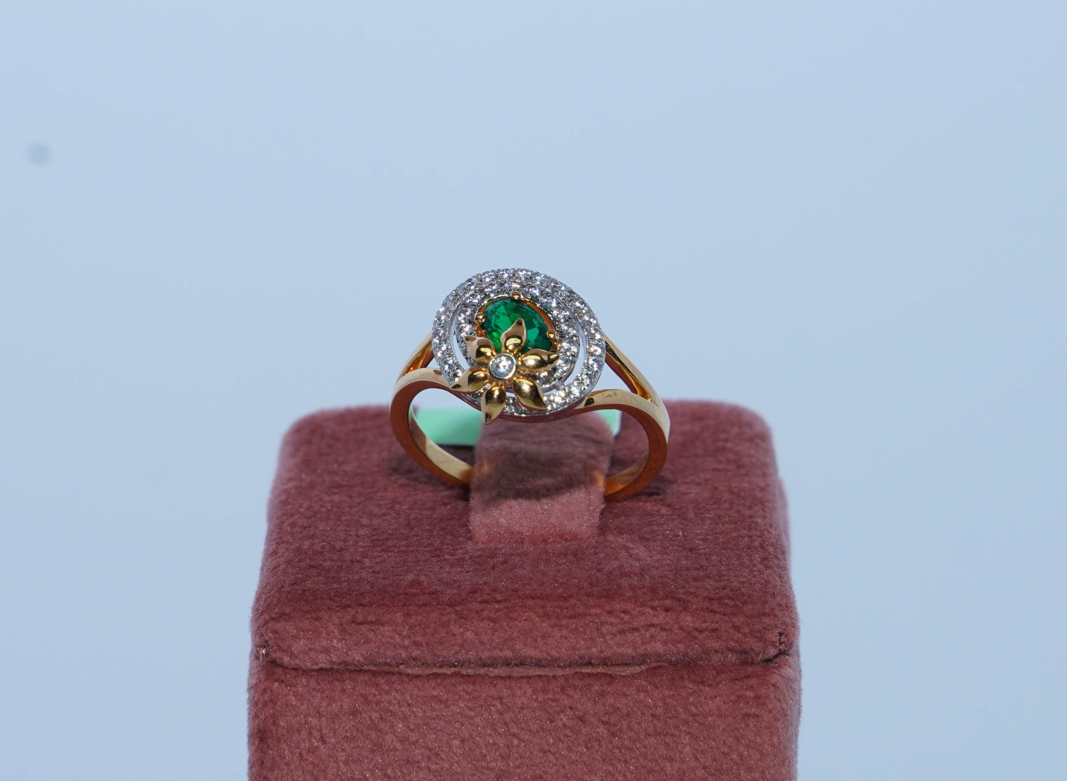 Emerald Blossom Halo Ring