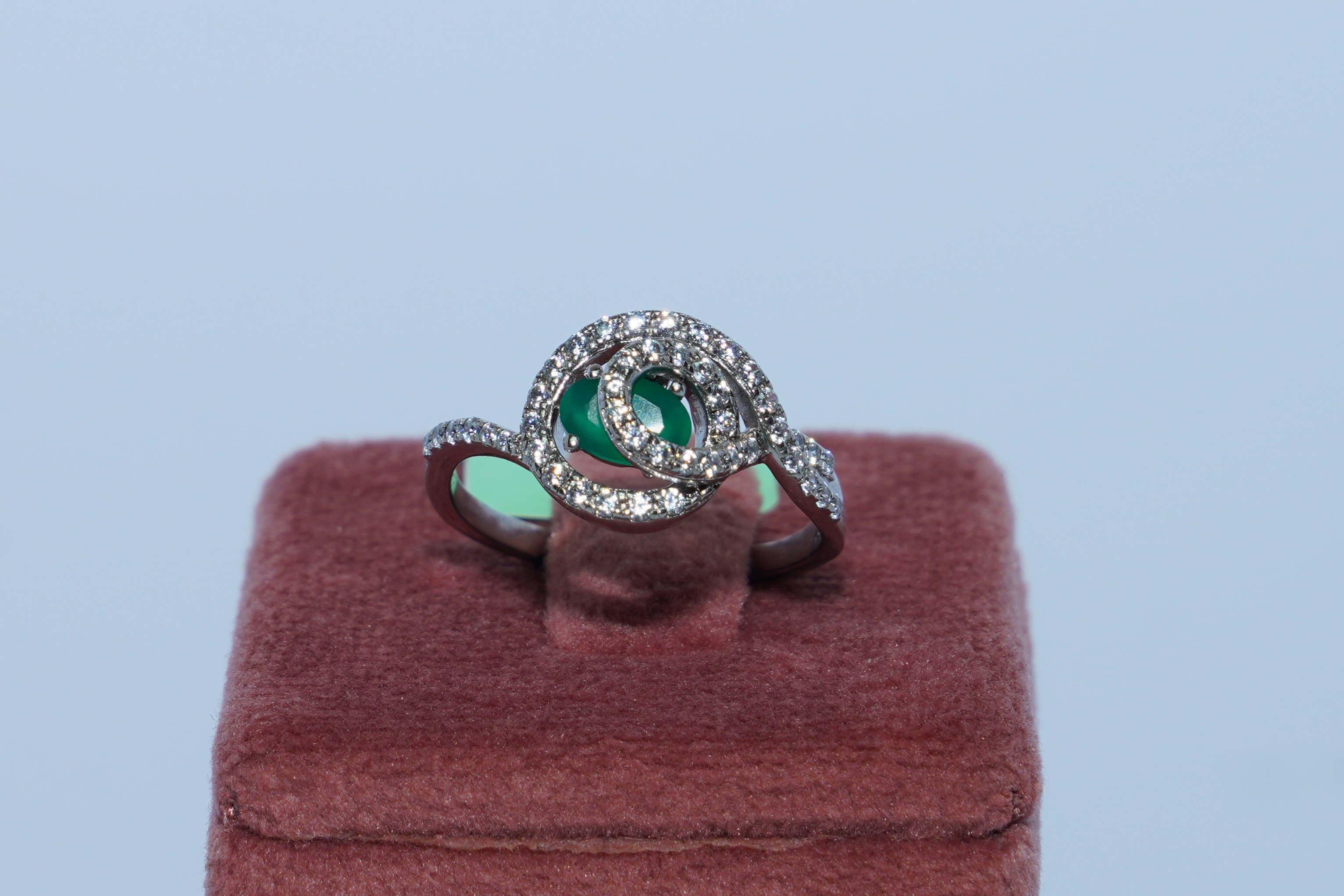 Emerald Infinity Halo Ring