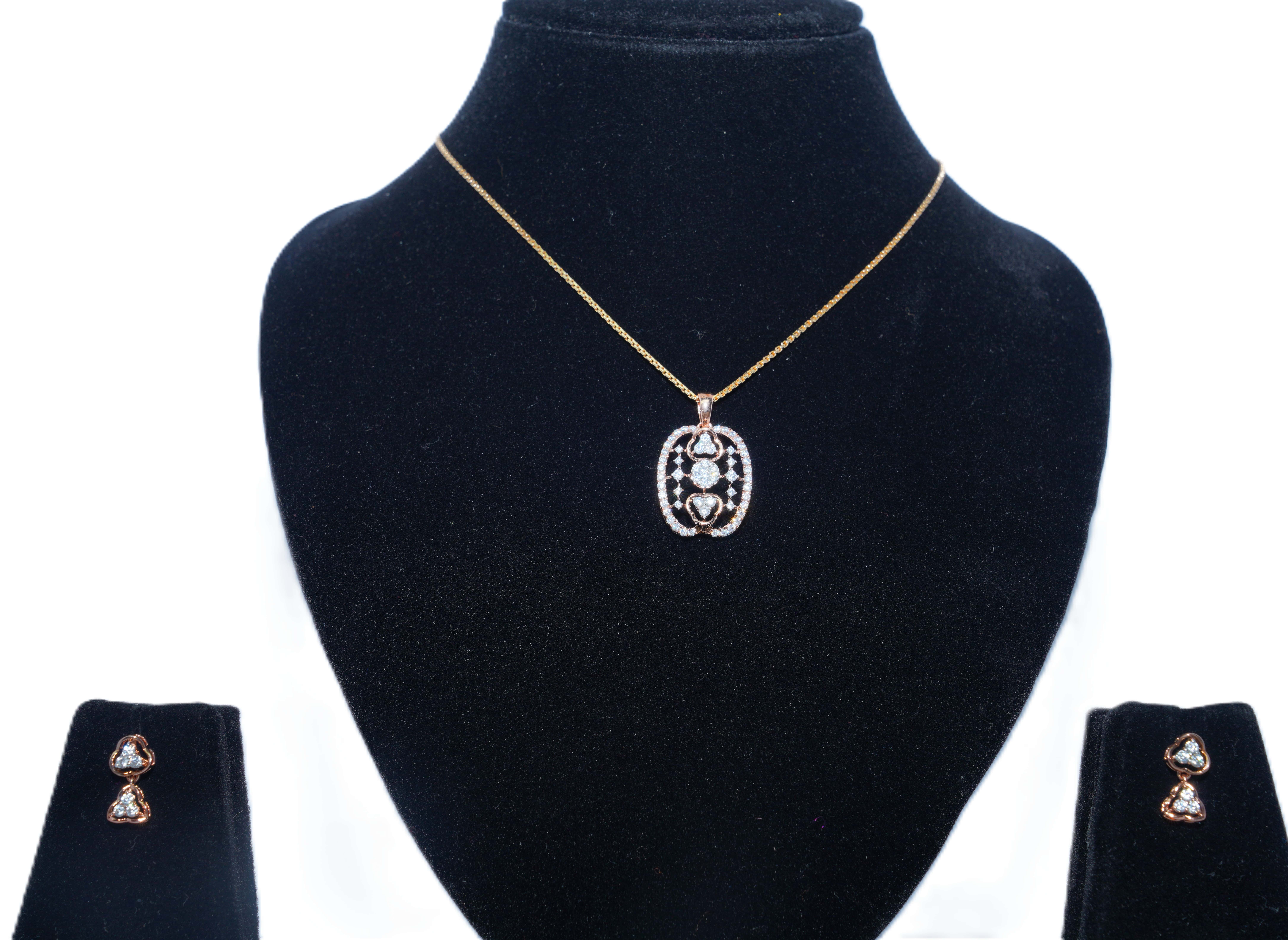 Twin Hearts Diamond Pendant Set