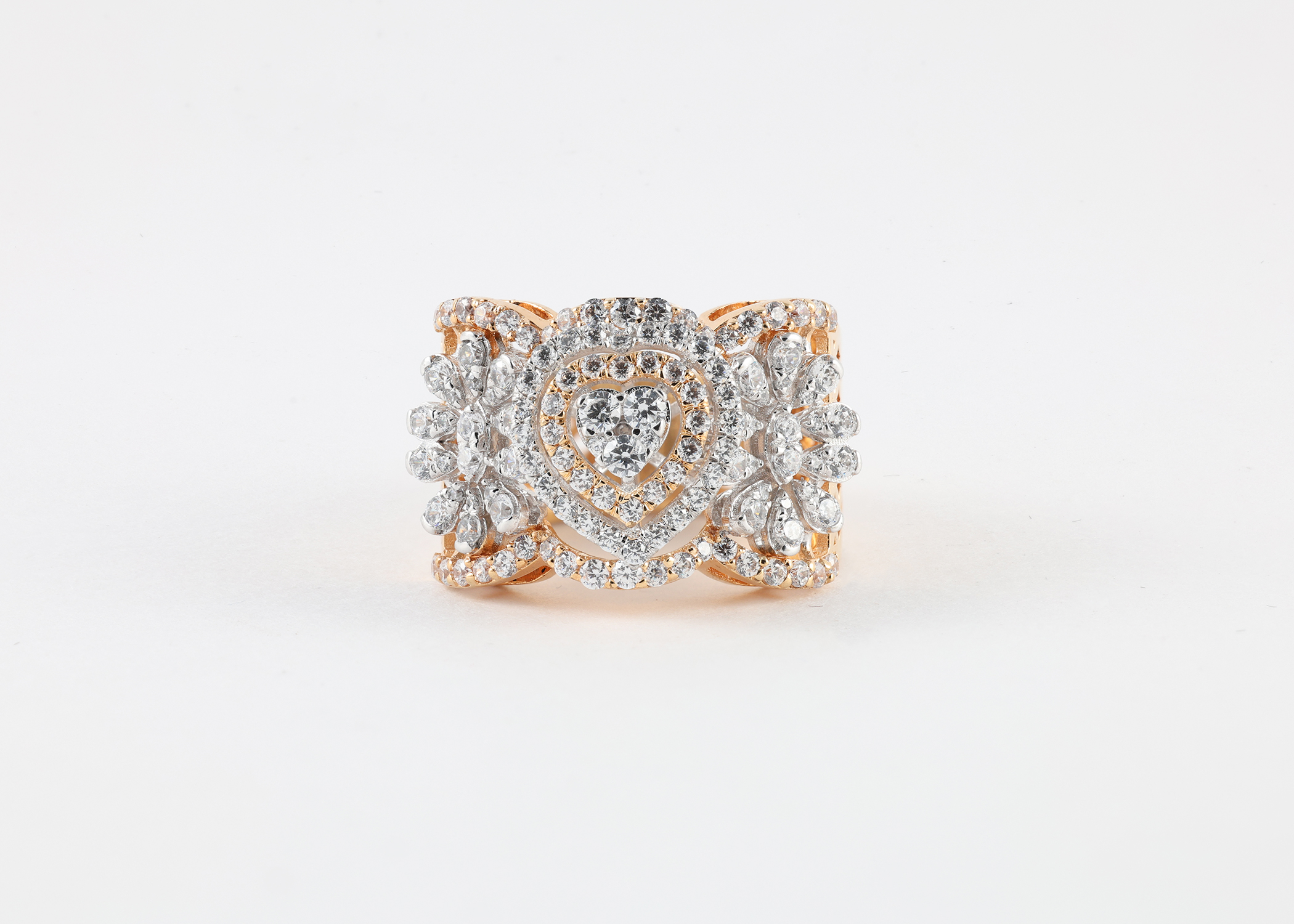 Floral Heart Diamond Ring