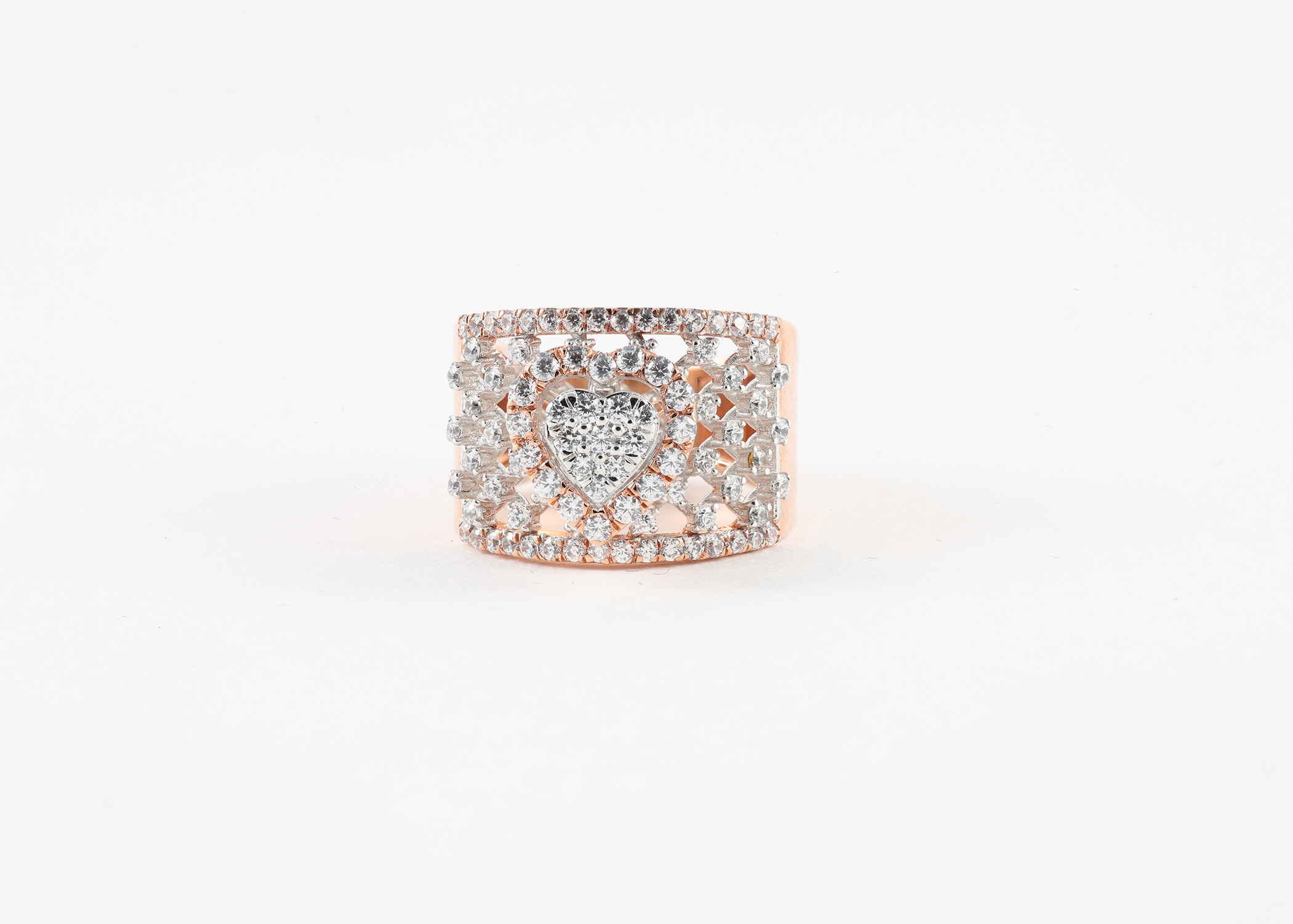 Heart Net Diamond Ring