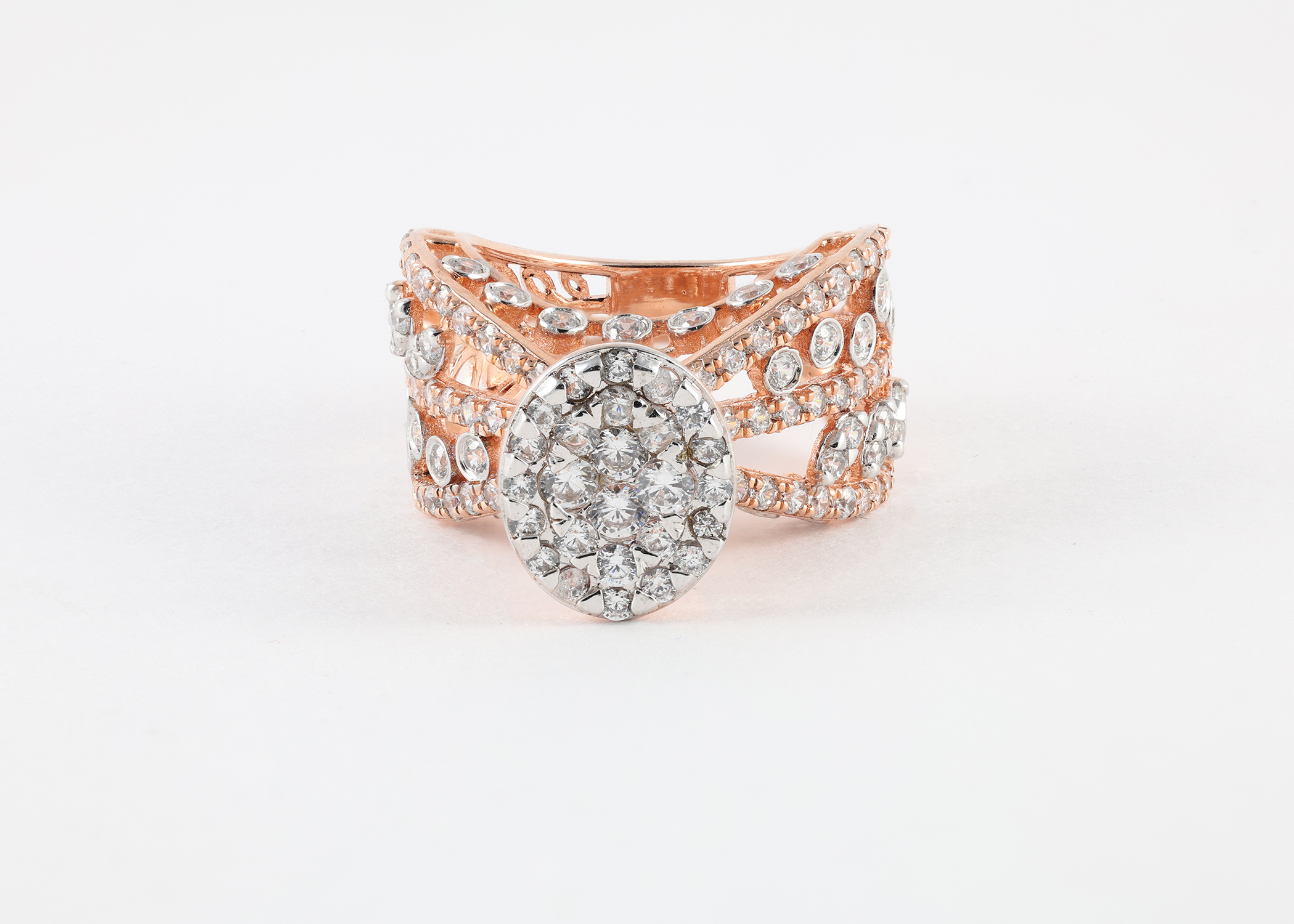 Oval Crown Diamond Ring
