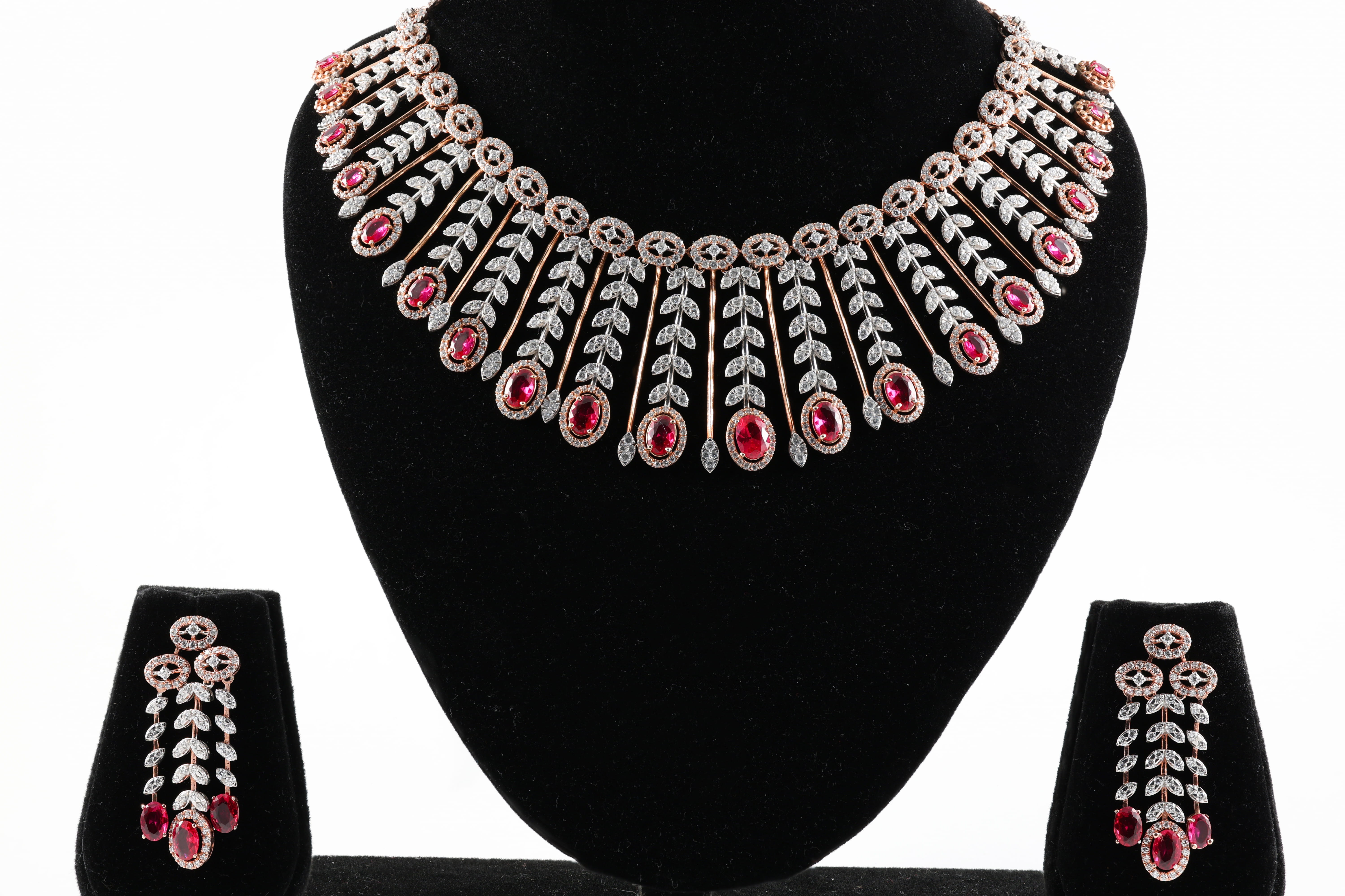 Ruby Wheat Fringe Necklace Set
