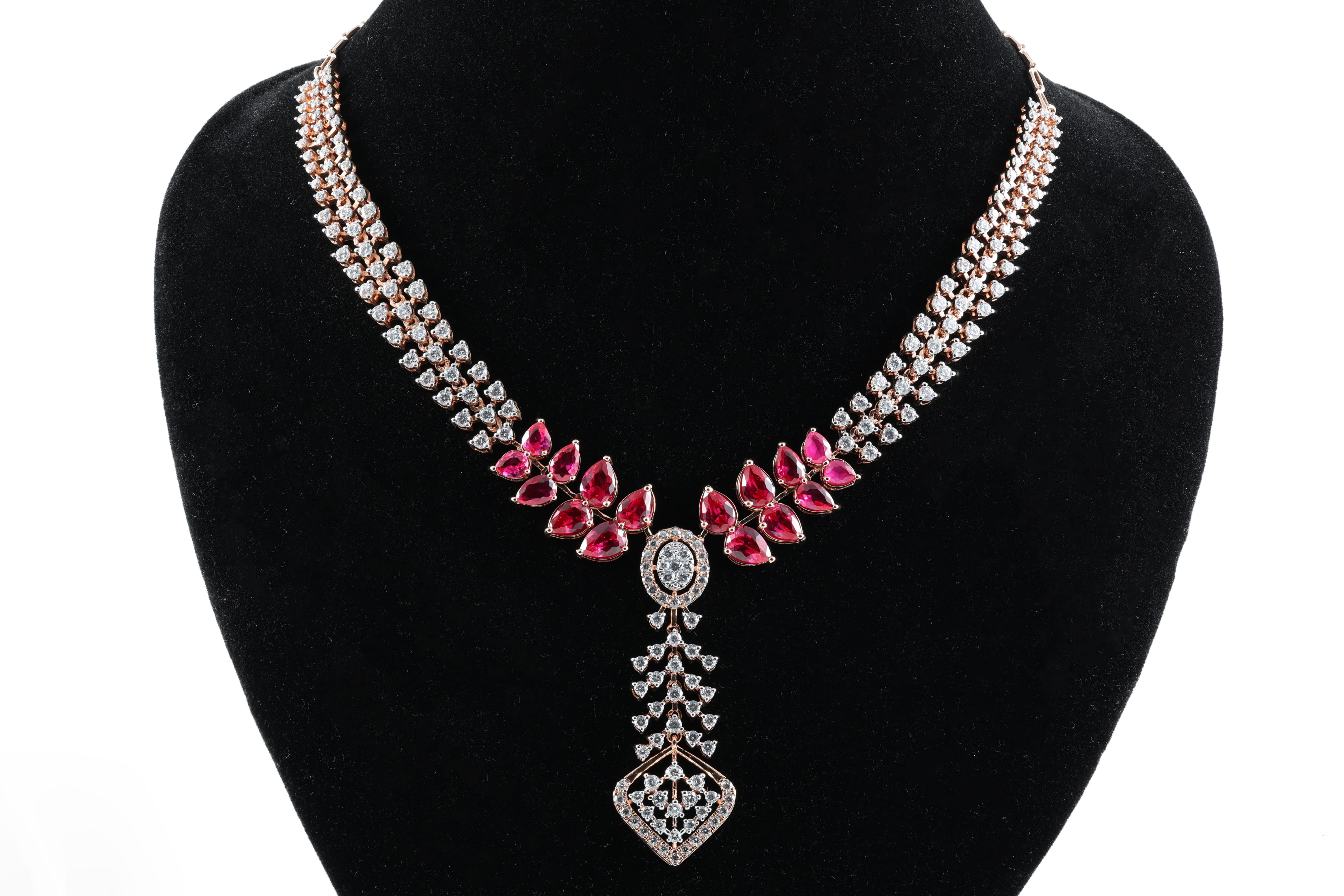 Ruby Blossom Cascade Necklace