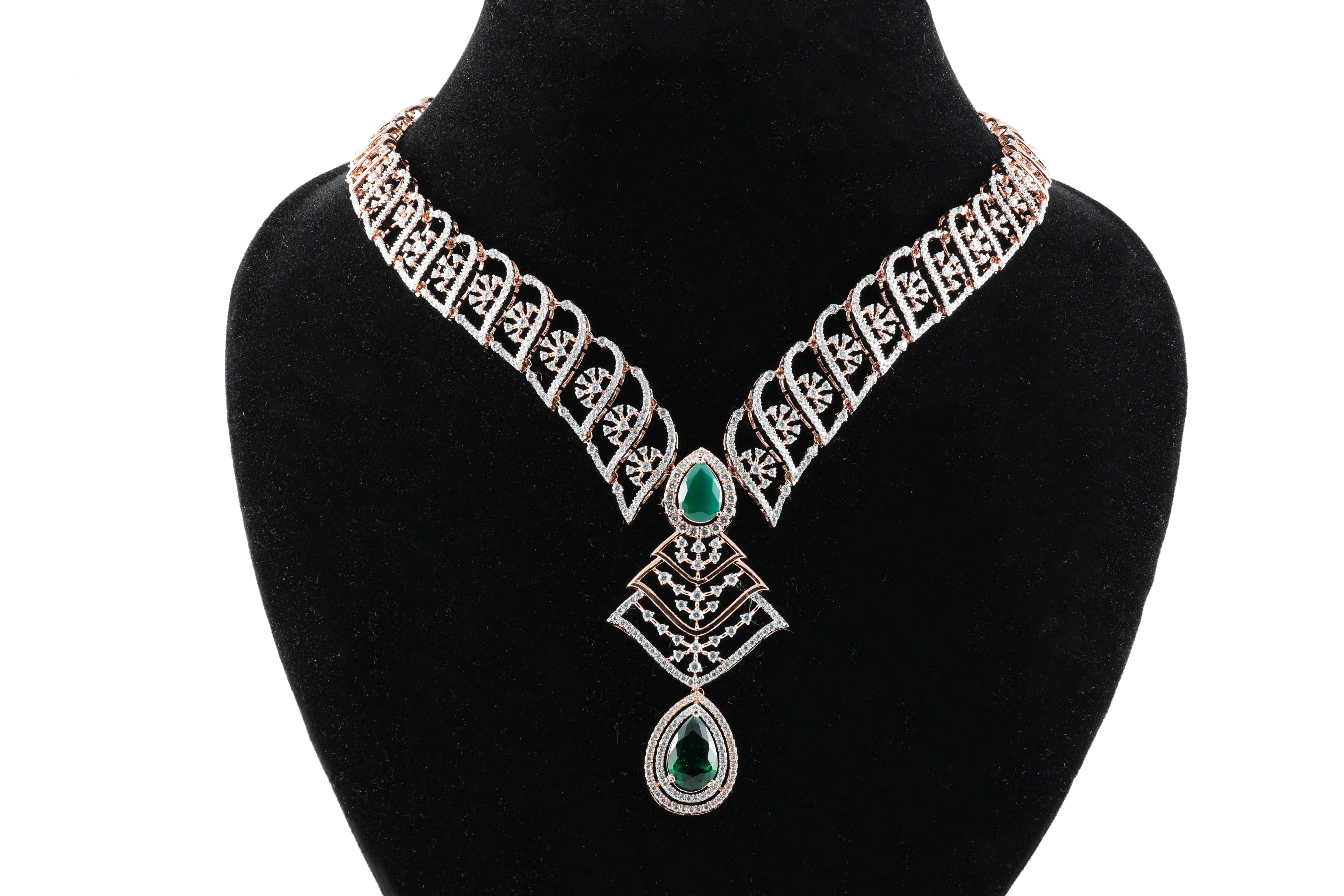 Twin Emerald Diamond Necklace
