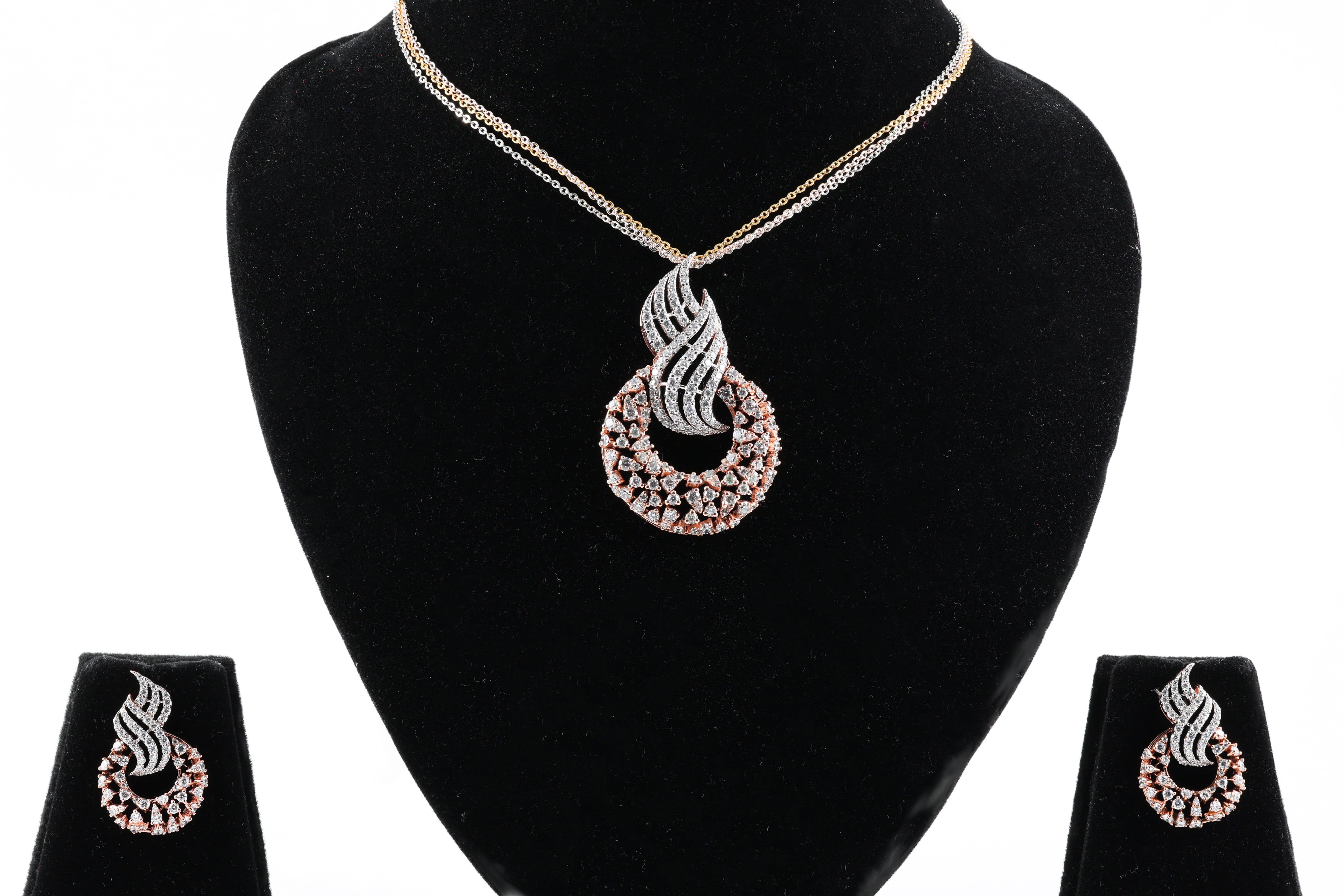 Ember Swirl Diamond Pendant Set
