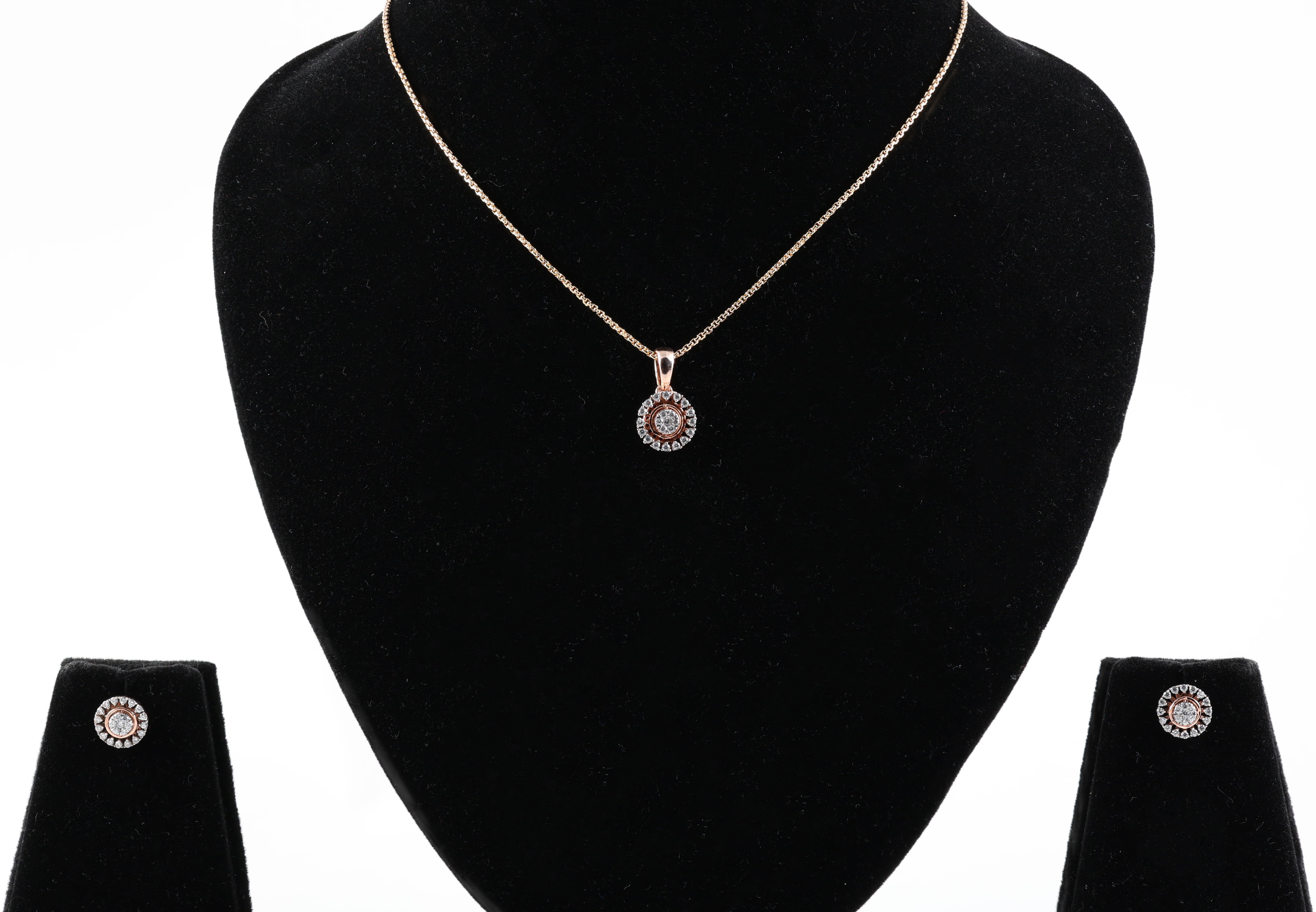 Diamond Halo Pendant Set