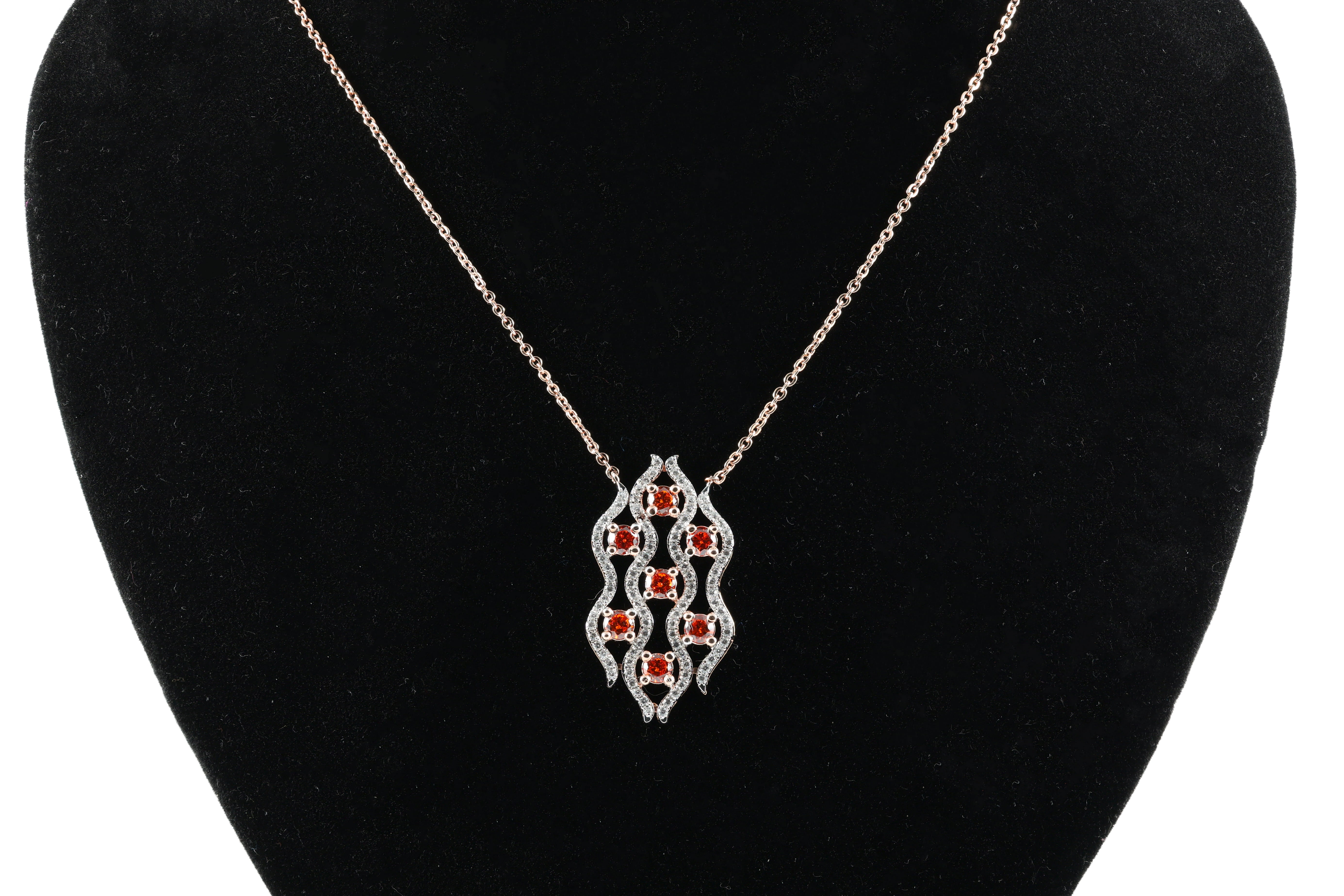 Garnet Wave Lattice Pendant