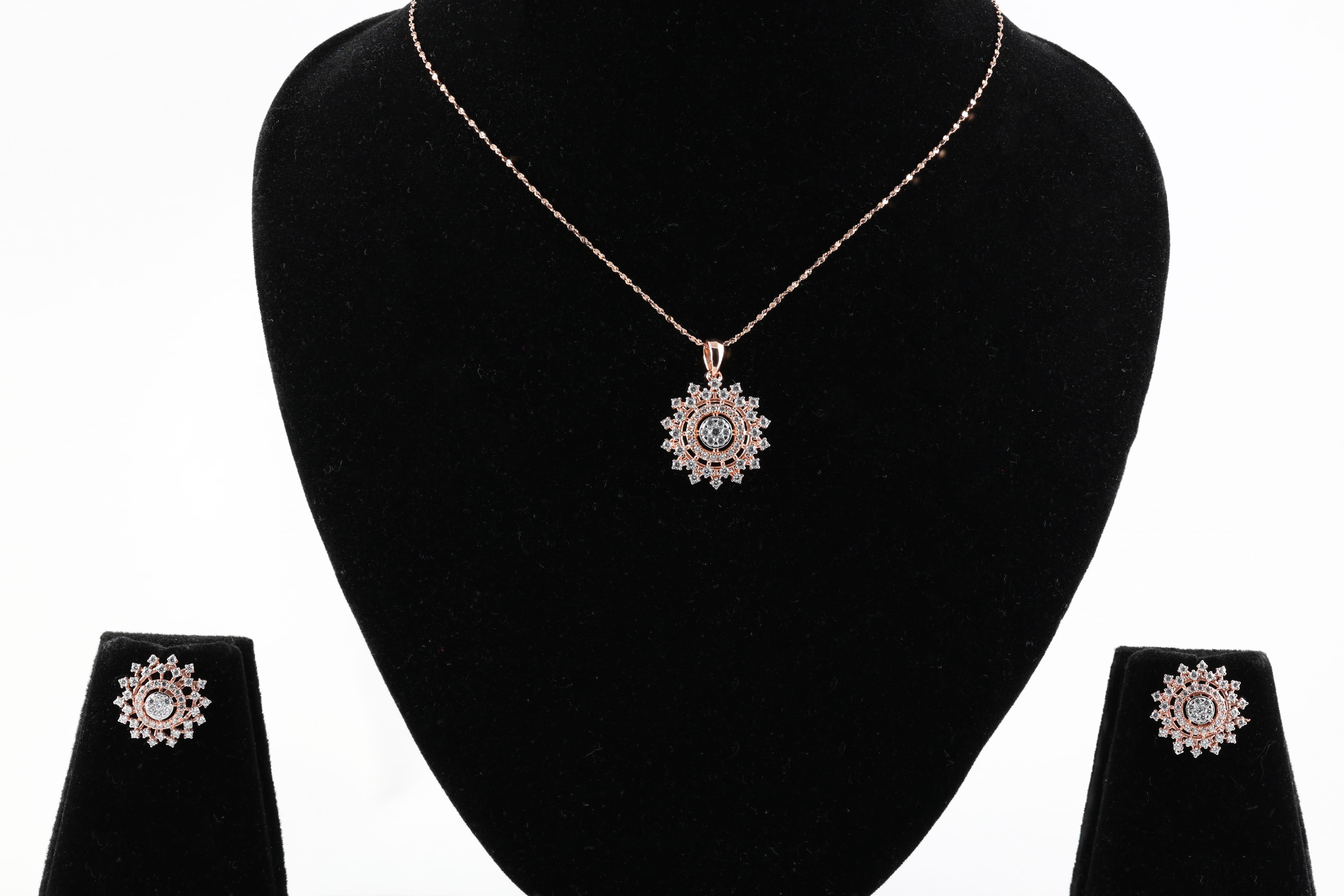 Diamond Snowflake Pendant Set